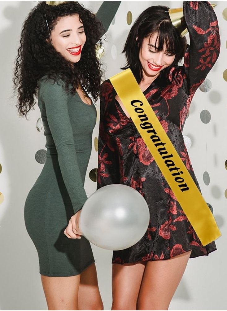 VITION Congratulation Sash Graduation Birthday Party Supplies Celebration Party Costumes Accessories Gold/Black - Image 3