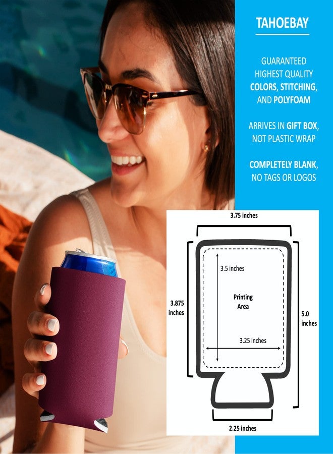 جي7 باور أغطية تبريد علب المشروبات من تاهو باي (عبوة من 5 قطع) أغطية عازلة ناعمة سادة للمشروبات الغازية والبيرة وزجاجات المياه ومشاريع الفينيل الحراري وهدايا الزفاف (لون عنابي) - Image 2