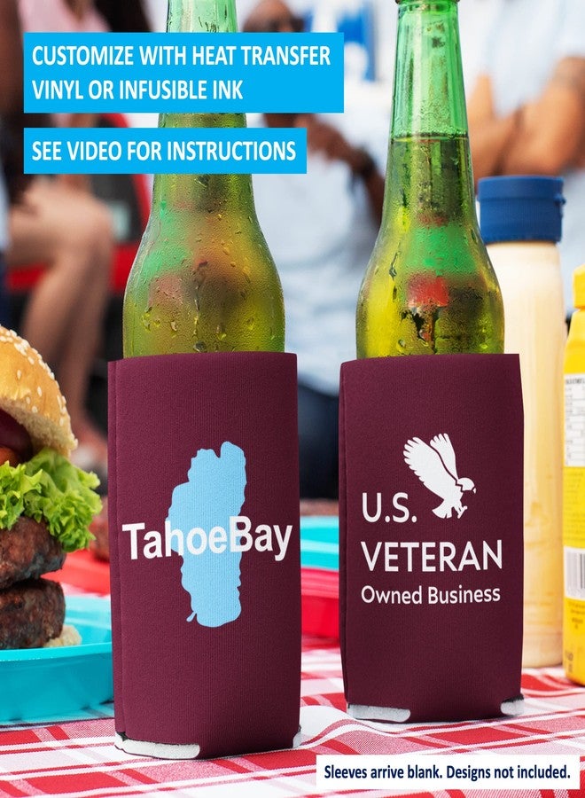 جي7 باور أغطية تبريد علب المشروبات من تاهو باي (عبوة من 5 قطع) أغطية عازلة ناعمة سادة للمشروبات الغازية والبيرة وزجاجات المياه ومشاريع الفينيل الحراري وهدايا الزفاف (لون عنابي) - Image 3