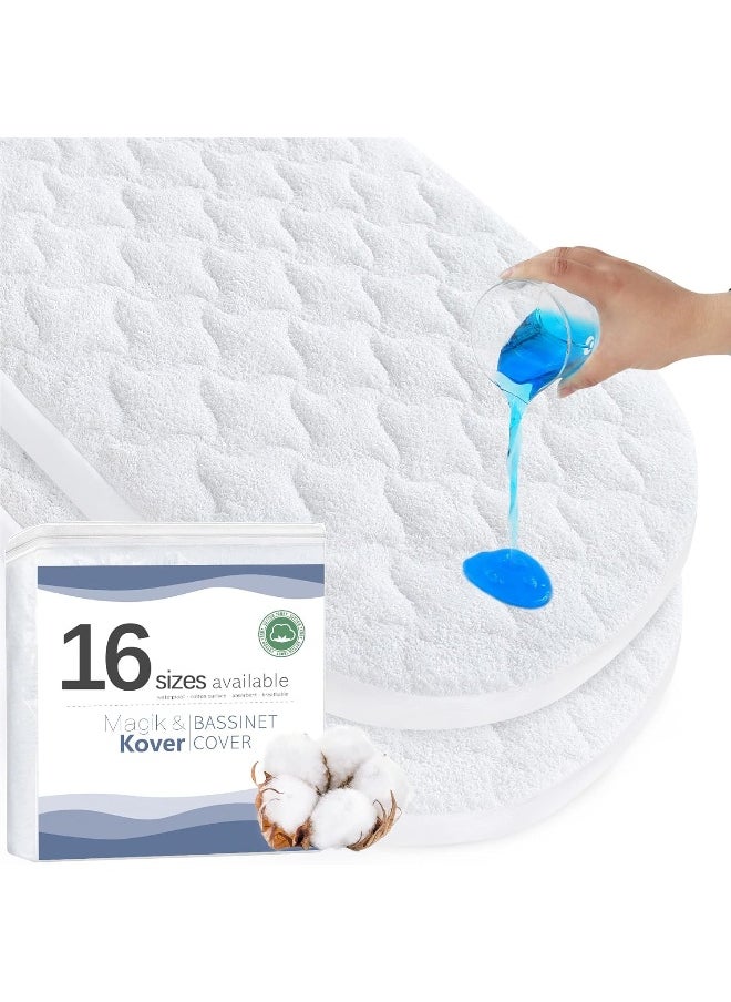 Magik & Kover Magik & Kover Bassinet Mattress Pad 32" x 16" - Fit for Dream On Me Karley(Plus), Delta Children Deluxe, ANGELBLISS 3 in 1 Rocking, Safety 1st Bassinet, Waterproof Bassinet Mattress Protector  - Image 1