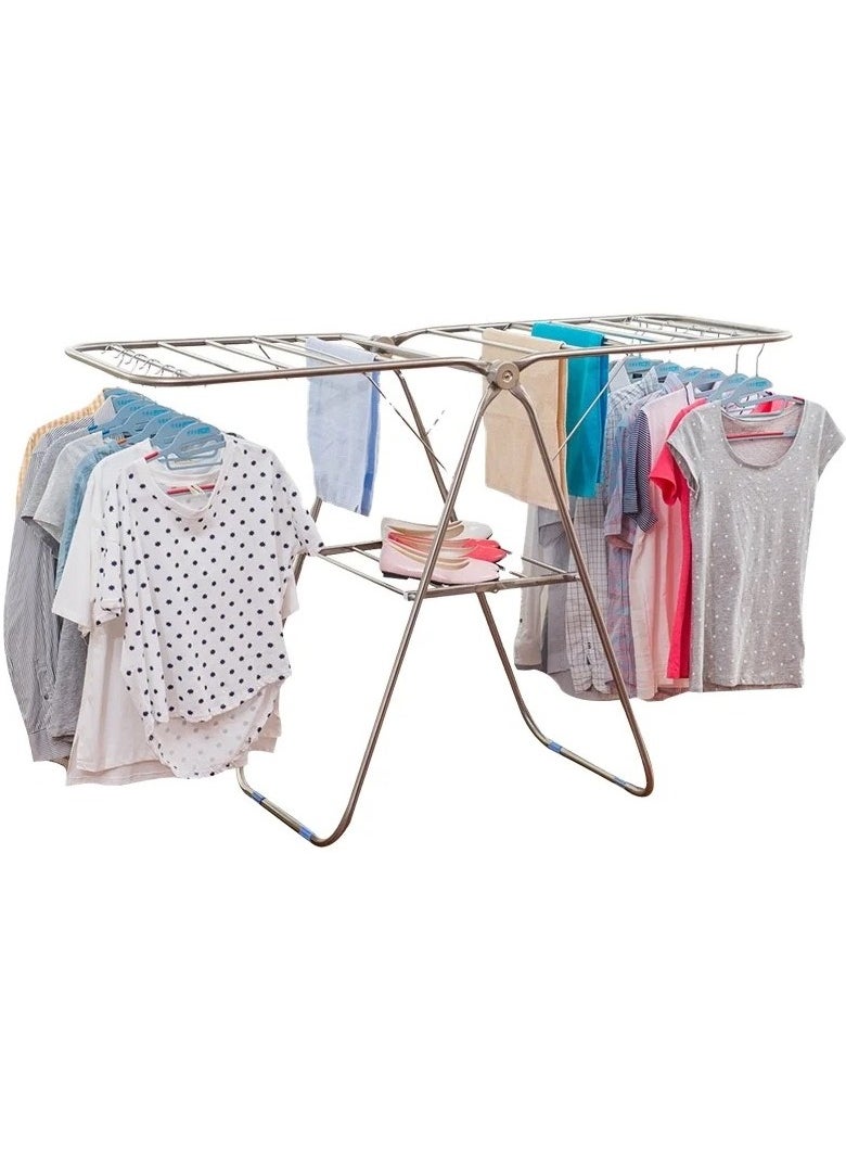 VIO Stainless Steel Cloth Drying Rack 5 Bar Foldable Collapsible Space Saving Laundry Clothes Dryer Stand for Home Indoor Outdoor Durable Easy Storage Durable Adjustable Rust Resistant  - Image 1