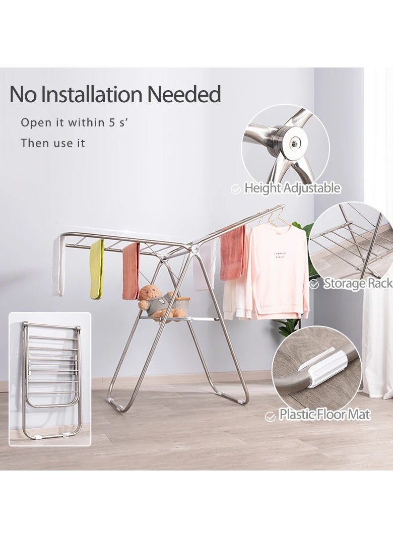 VIO Stainless Steel Cloth Drying Rack 5 Bar Foldable Collapsible Space Saving Laundry Clothes Dryer Stand for Home Indoor Outdoor Durable Easy Storage Durable Adjustable Rust Resistant  - Image 5
