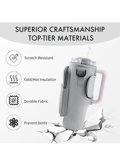 Generic Water Bottle Carrier Bag with Phone Pocket for Stanley Cup 40 oz, Water Bottle Holder with Adjustable Strap & Straw Cover, Stanley Cup Accessories (Gray)  - Image 4