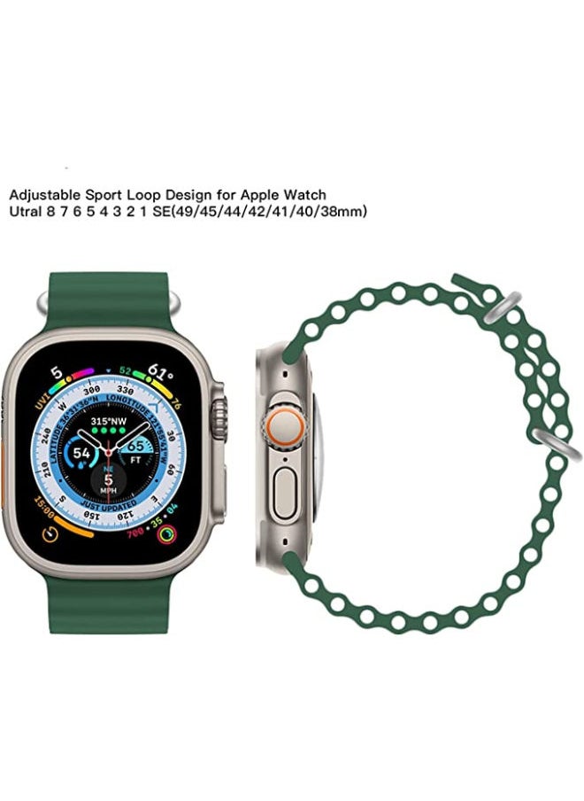 SHOPI - Newest Silicone Ocean Watch Band For Apple Watch Series 8 7 6 5 4 3 2 1 SE Compatible With Apple Watch Band 42mm 44mm 45mm 49mm Replacement Women Mens, Sport  slides Strap for iWatch Ultra - Image 1