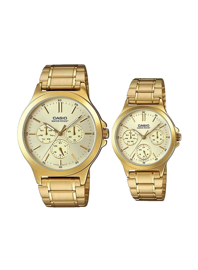 CASIO Quartz Multi Function Stainless Steel Couple Watch MTP/LTP-V300G-9AU - Image 1