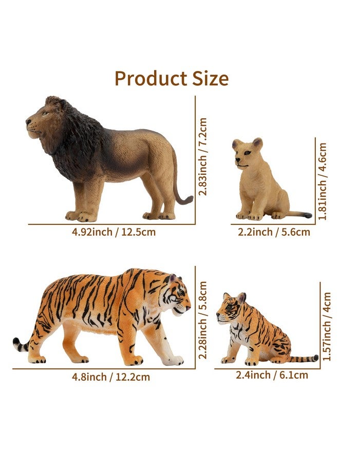TOYMANY مجموعة ألعاب حيوانات الغابة البلاستيكية 8 قطع 2-5" تشمل حيوانات صغيرة، أسد واقعي، نمر، فهد، تمساح مع صغار، زينة كعكة هدايا عيد الميلاد أو عيد الميلاد للأطفال الصغار - Image 5