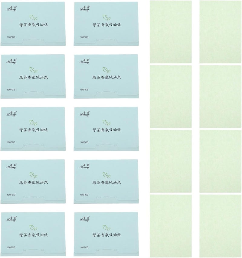 10 Boxes Green Tea Scented Oil Absorbing Sheets 1000pcs Facial Oil Blotting Paper for Oily Skin Care with Portable Skin Care Tissues - Image 1