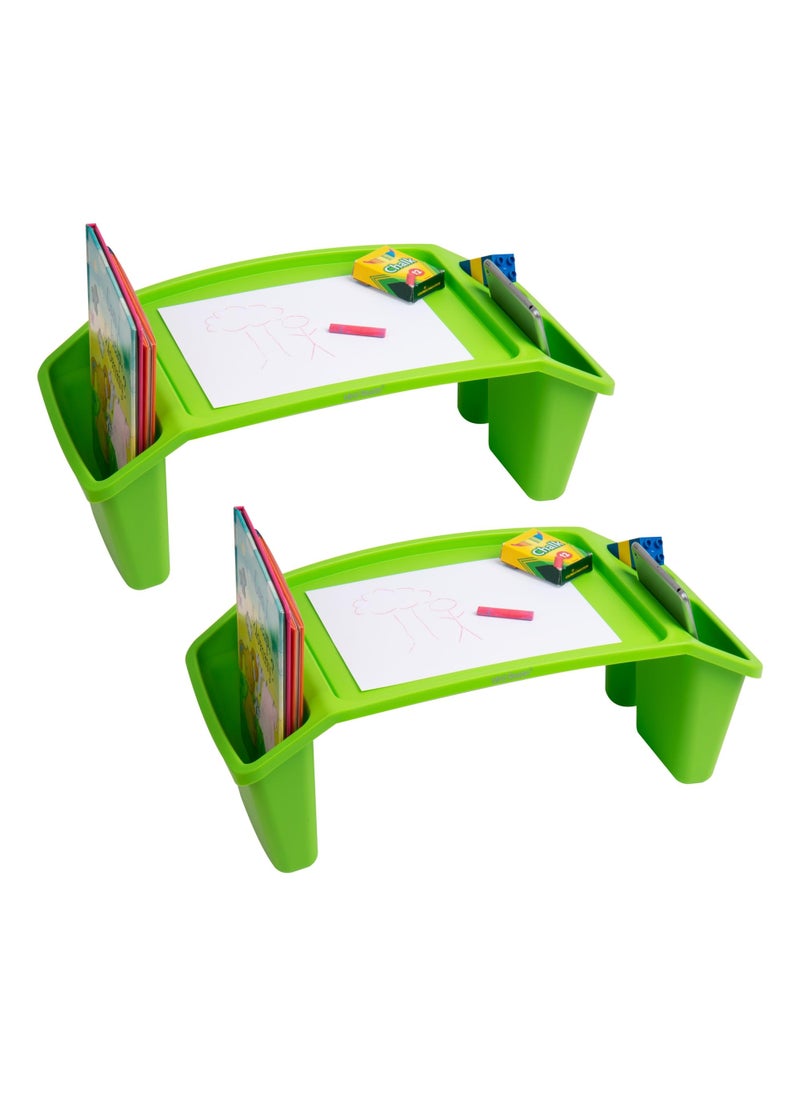 Mind Reader Mind Reader Kids Lap Desk Set of 2 Activity Tray Drawing Stackable Portable Plastic 2225 L x 1075 W x 85 H Green 