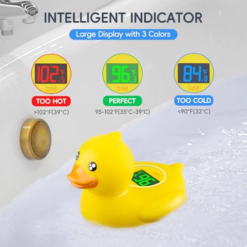 B.H b&h Rechargeable Baby Bath Thermometer - Fast Temperature Reading, Digital Water Temperature Thermometer for Bathtub and Room, Safety Infant Floating Bath Toy, Baby Duck - Image 3