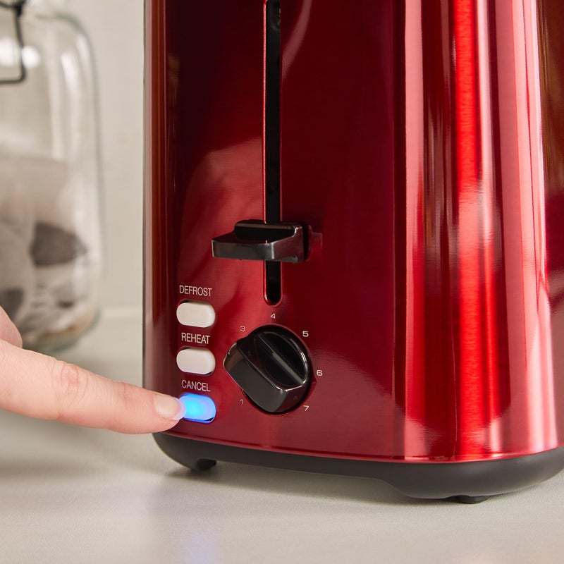 Morphy Richards Equip 2 Slice Toaster, Defrost and Reheat, Browning Controls, Variable Wide Slots, Removable Crumb Tray, Stainless Steel, 800W, Red, 222066 - Image 5