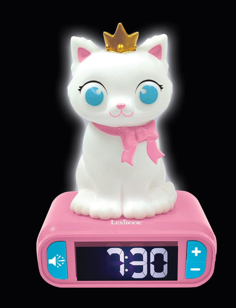 LEXiBOOK - Kitten Digital Alarm Clock for Kids with Night Light Snooze, Childrens Clock, Luminous Cat, White and Pink Colours - RL800KT - Image 3