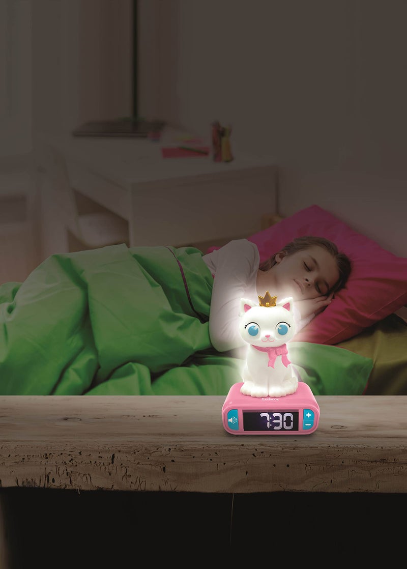 LEXiBOOK - Kitten Digital Alarm Clock for Kids with Night Light Snooze, Childrens Clock, Luminous Cat, White and Pink Colours - RL800KT - Image 5