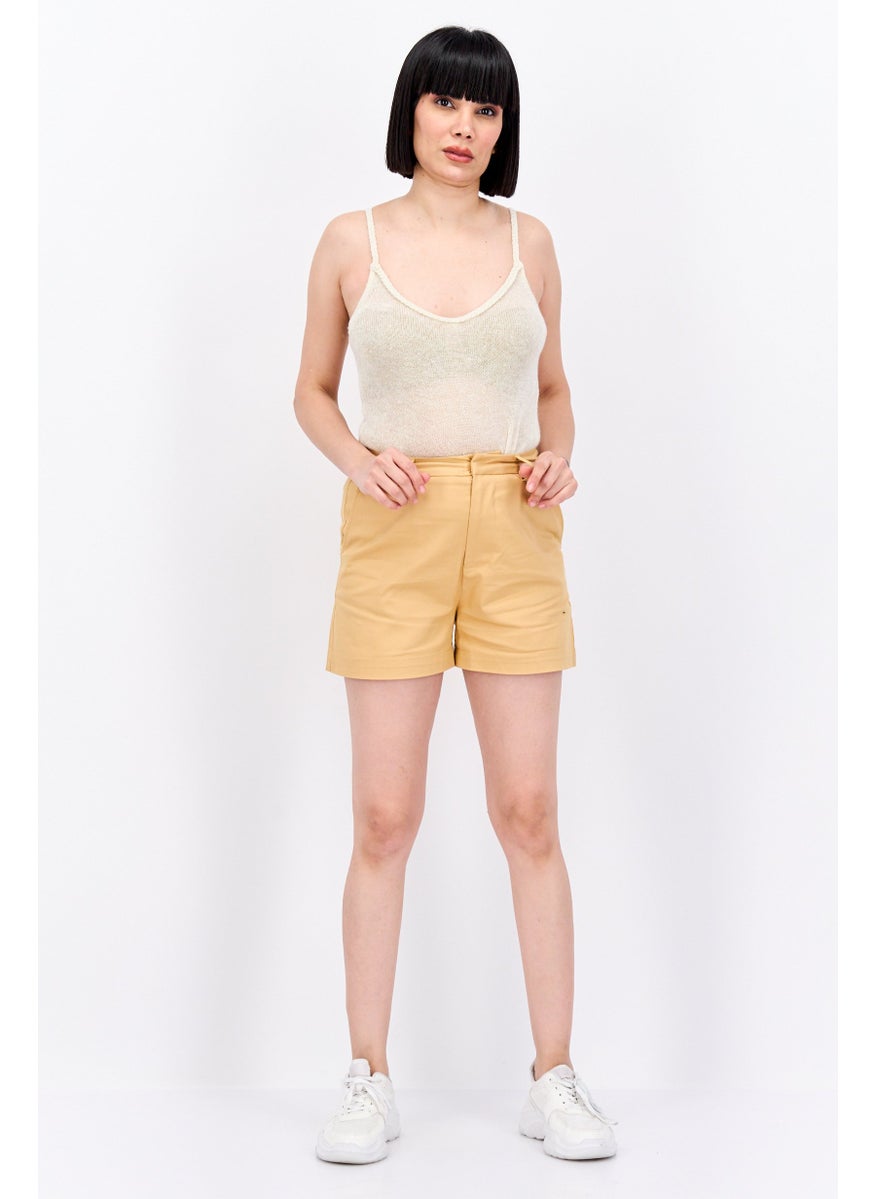 Scotch & Soda Women Solid Basic Shorts, Beige  - Image 2