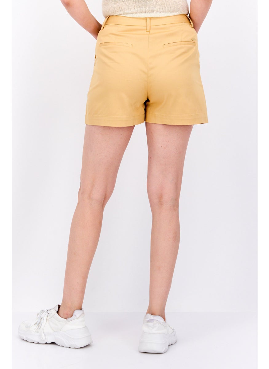 Scotch & Soda Women Solid Basic Shorts, Beige  - Image 3
