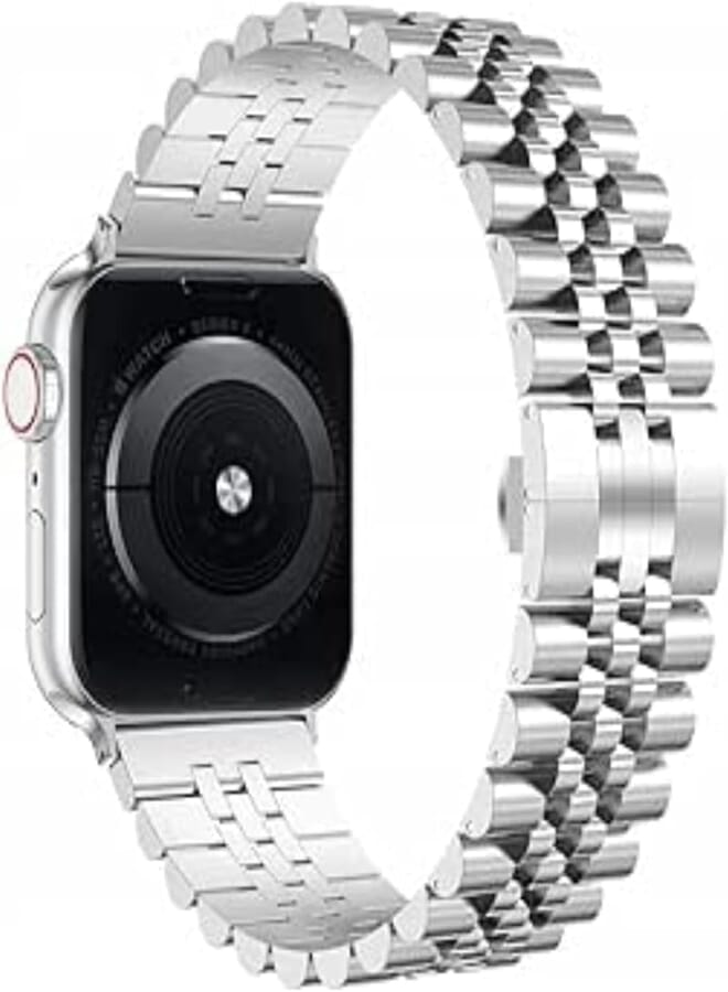 G-Power Stainless Steel Replacement Wrist Band Strap With Elegant Simple Design And High Elasticity Specially For Apple Smart Watches 4/5/6 Series - Silver 