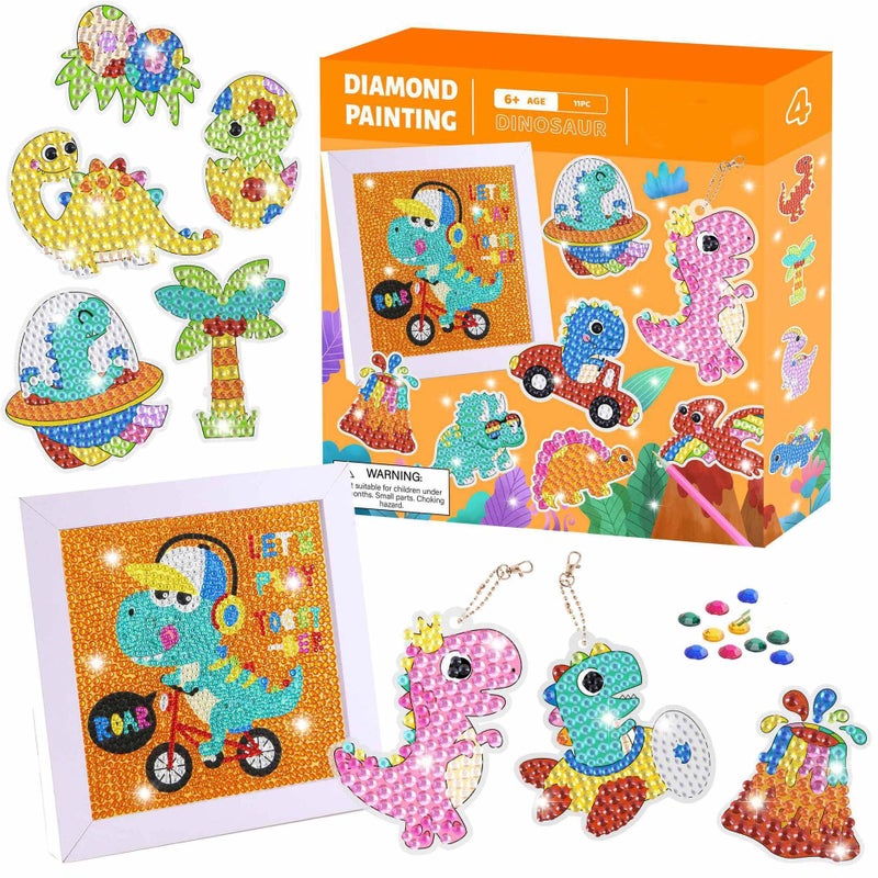 Zikra 5D Dinosaur Gem Painting Kit for Kids with Frame âDiamond Painting Stickers for Boys & Girls Ages 6-12 DIY Craft Kits Fun Birthday Gift for Creative Kids - Image 1