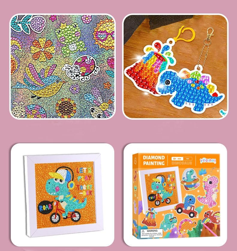 Zikra 5D Dinosaur Gem Painting Kit for Kids with Frame âDiamond Painting Stickers for Boys & Girls Ages 6-12 DIY Craft Kits Fun Birthday Gift for Creative Kids - Image 4