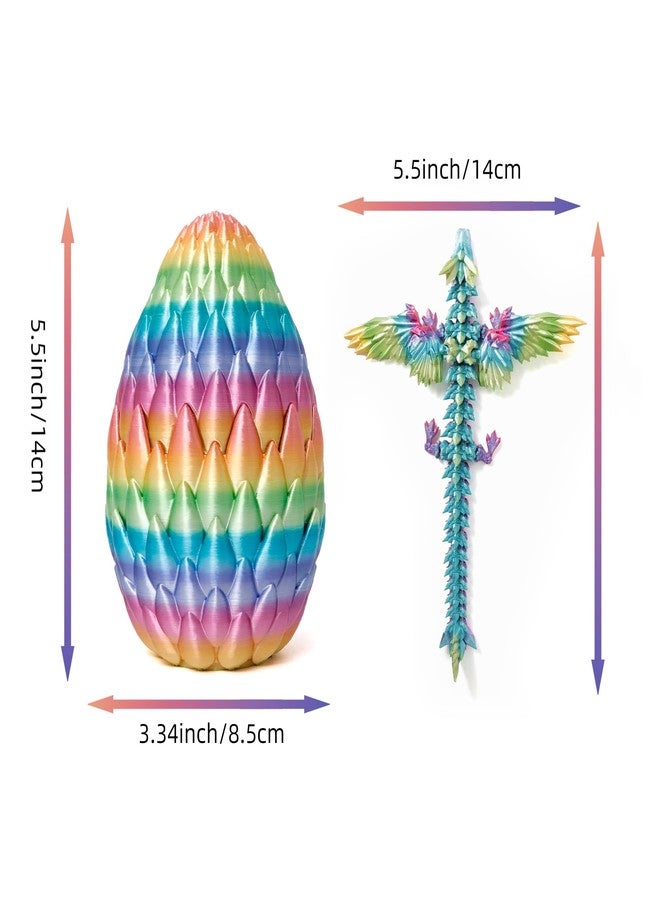 Flavery 3D Printed Dragon Egg, Large 9" Rainbow Flying Dragon in Colorful Eggs, Fidget Toy for Birthday Gift, Flexible Desk Figure Decor, Mystery Desk Pet (Rainbow) - Image 5