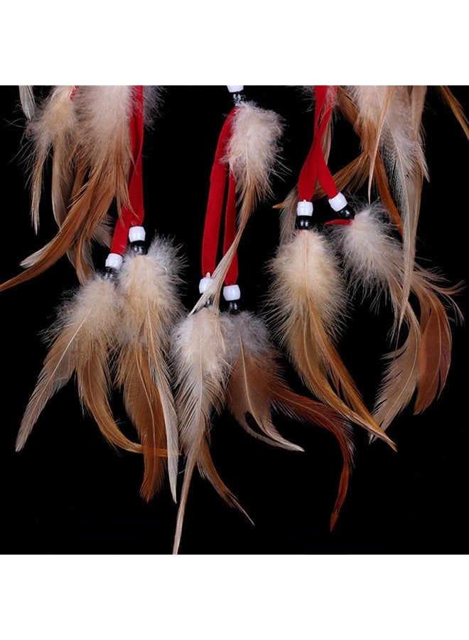 Yuyeran Heart Shaped Dream Catcher with Feathers Car Wall Hanging Decoration (Red) - Image 3