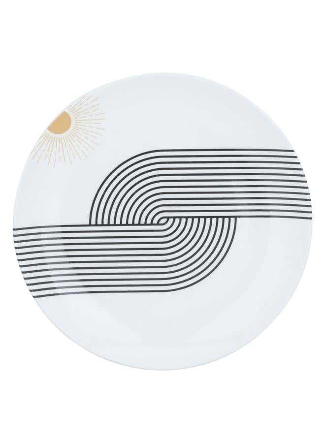 السيف  طبق تقديم بورسلين 26 سم بنقشة الشمس باللون الأبيض - Image 1