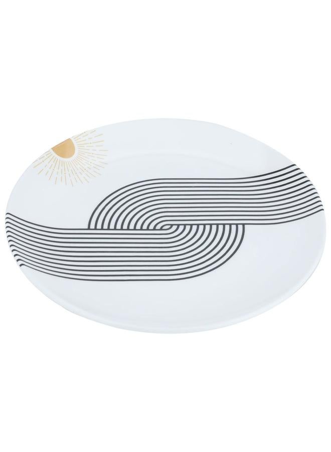 السيف  طبق تقديم بورسلين 26 سم بنقشة الشمس باللون الأبيض - Image 2