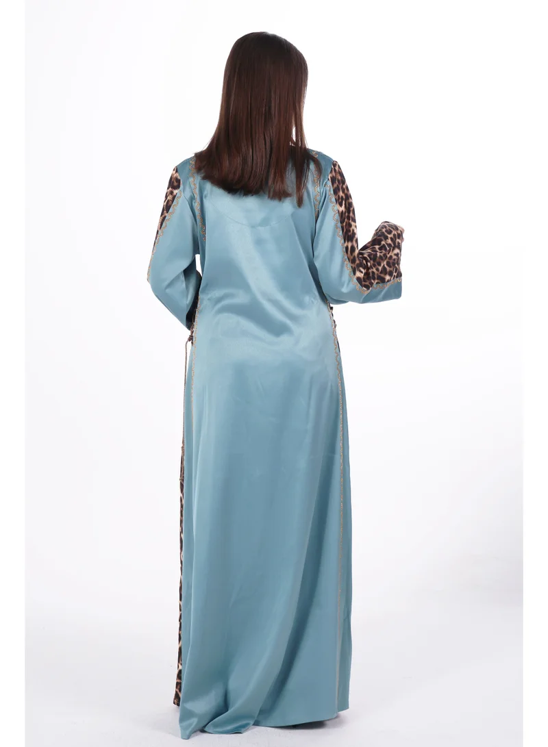 Al Bent Al Sharqieh Petrol Blue women satin jalabiya dress for Women | Best Price UAE
