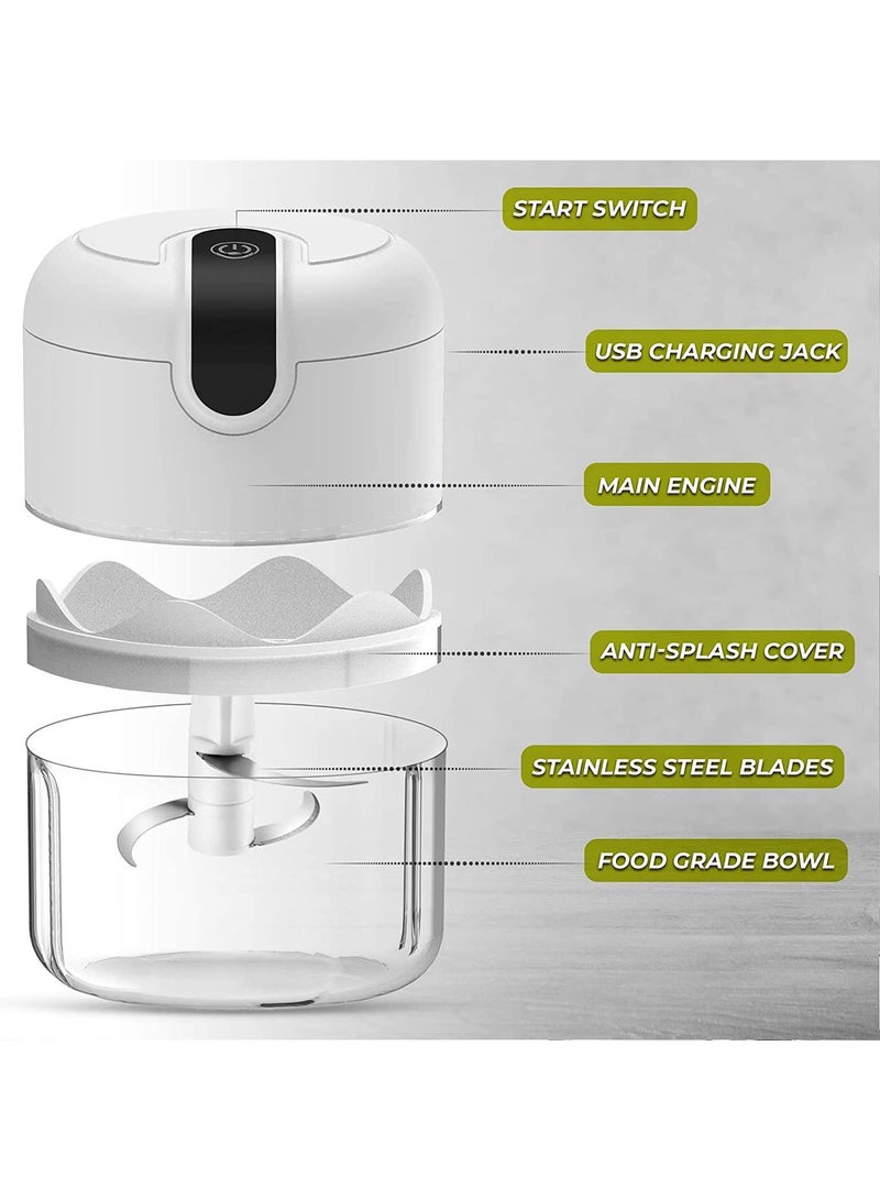 عربست مفرمة ثوم كهربائية، مفرمة ثوم 250 مل مع مضرب بيض، مفرمة خضراوات صغيرة محمولة، مطحنة ثوم، مفرمة بصل، معالج طعام صغير USB للخضراوات والثوم والزنجبيل والفلفل الحار - Image 2