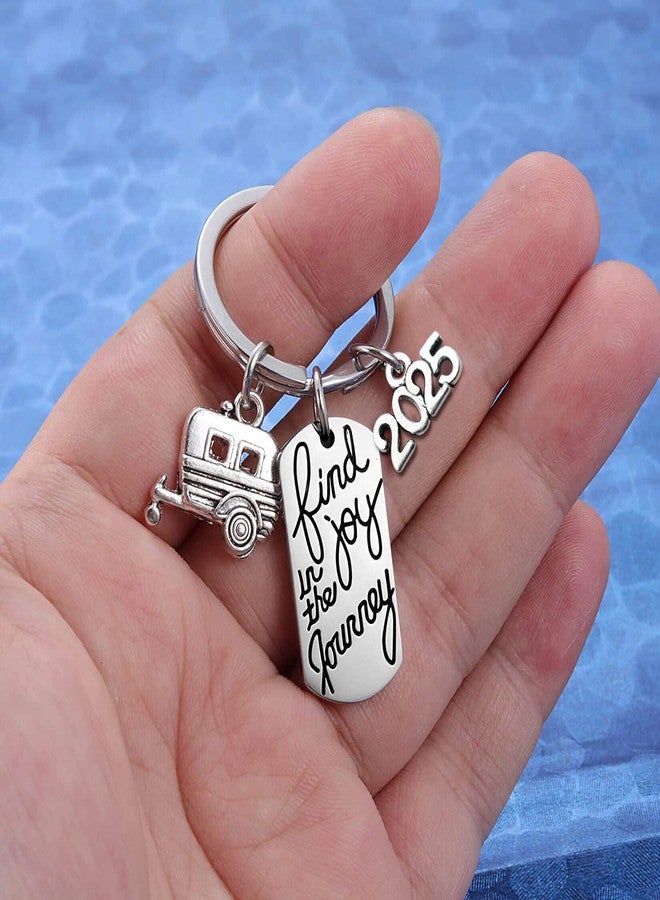 MIXJOY 2025 Find Joy in The Journey Keychain Happy Camper RV Trailer Key Chain Enjoy Retirement Keyring for Boss and Coworker Gift - Image 4