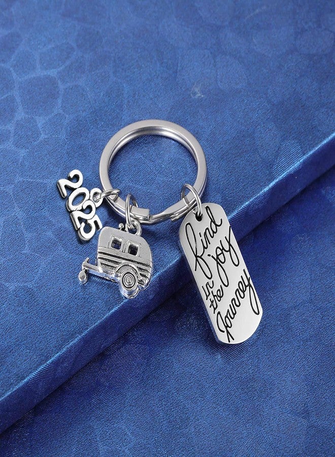 MIXJOY 2025 Find Joy in The Journey Keychain Happy Camper RV Trailer Key Chain Enjoy Retirement Keyring for Boss and Coworker Gift - Image 3