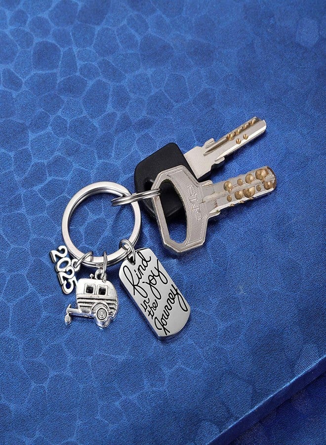 MIXJOY 2025 Find Joy in The Journey Keychain Happy Camper RV Trailer Key Chain Enjoy Retirement Keyring for Boss and Coworker Gift - Image 5