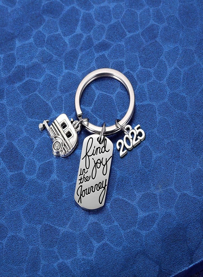 MIXJOY 2025 Find Joy in The Journey Keychain Happy Camper RV Trailer Key Chain Enjoy Retirement Keyring for Boss and Coworker Gift - Image 2