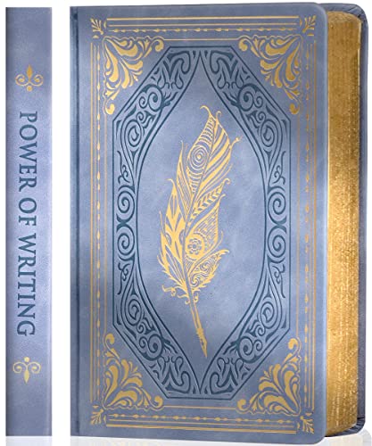 CAGIE 320 Pages Thick Hardcover Journaling Notebooks Vintage Leather Journal for Women Men A5 College Ruled Journals for Writing with Gift Box, 5.7 x 8.3 in, Light Blue - Image 1