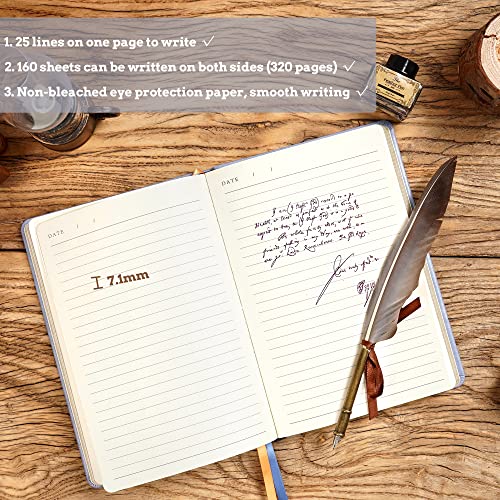 CAGIE 320 Pages Thick Hardcover Journaling Notebooks Vintage Leather Journal for Women Men A5 College Ruled Journals for Writing with Gift Box, 5.7 x 8.3 in, Light Blue - Image 4