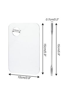 g2plus 2Pcs Acrylic Cosmetic Palette With 2Pcs Spatula,Makeup Palette Mixing Tray Apply For Eye Shadow Nail Art Pigment Blending (Rectangle)  - Image 4