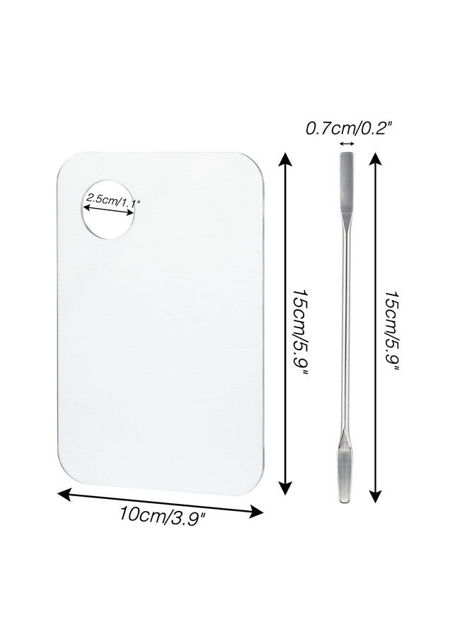 g2plus 2Pcs Acrylic Cosmetic Palette With 2Pcs Spatula,Makeup Palette Mixing Tray Apply For Eye Shadow Nail Art Pigment Blending (Rectangle) - Image 4