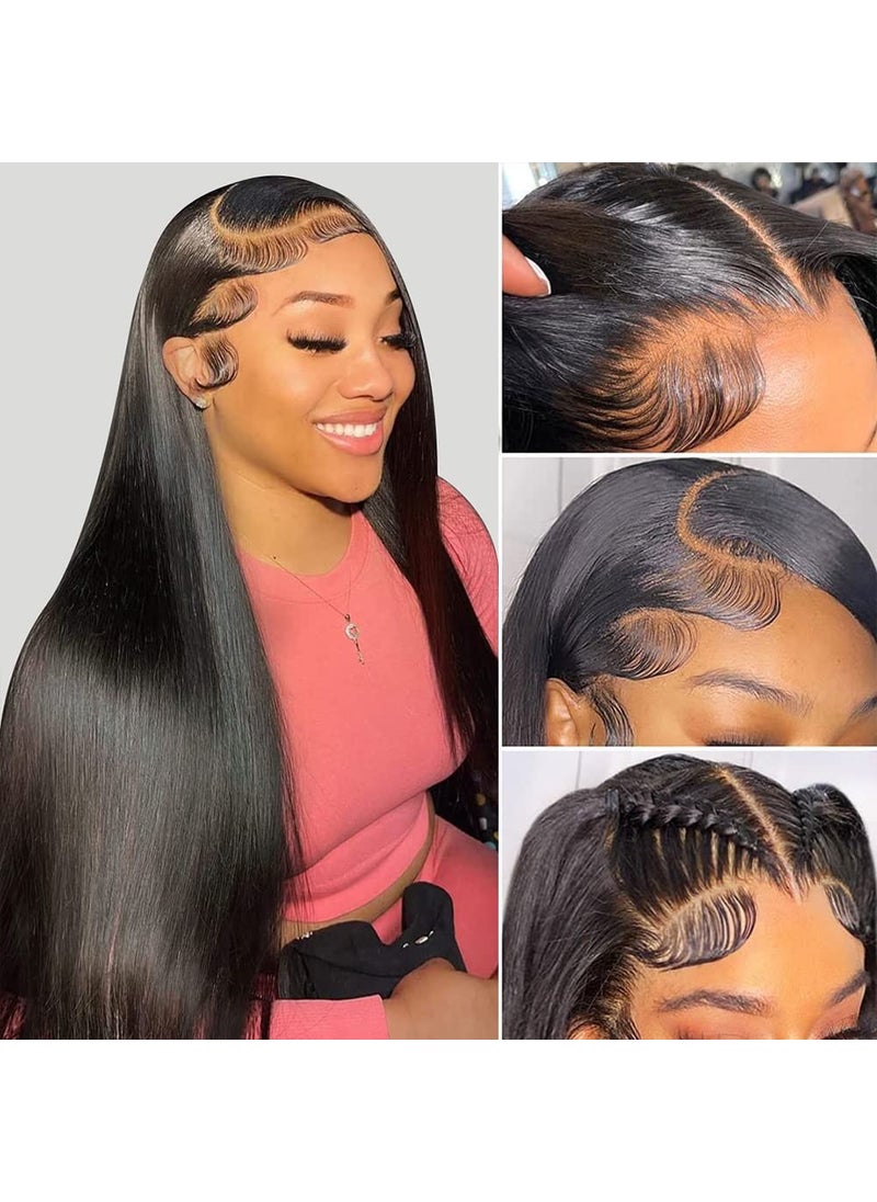 Hermosa - Hermosa 13x4 HD Straight Frontal Wigs 180% Density Transparent Lace Front Wigs Human Hair Pre Plucked with Baby Hair Soft 9A Wigs for Black Women 22 Inch - Image 1