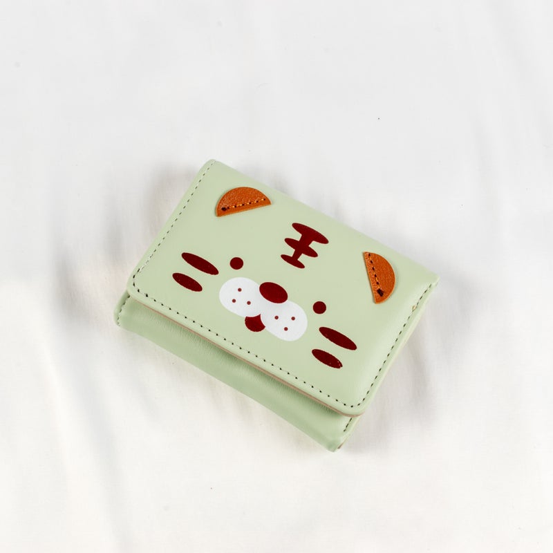 محفظة وحاملة بطاقات جلد أخضر تحتوي على جيوب متعددة للنقود والبطاقات - Image 1