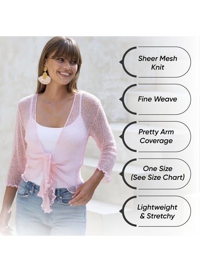 Back From Bali Womens Lightweight Knit Cardigan Shrug Lite Sheer Dark Navy - Image 5