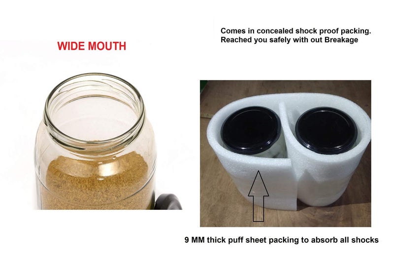 Machak Glass Jar Containers For Kitchen Storage With Airtight Black Lid, 1kg, Set of 4 - Image 4