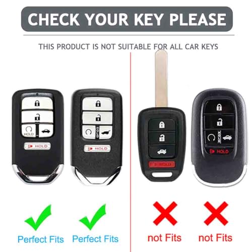 Cacacar Key Fob Cover 20162021 for Honda with Keychain Premium Soft TPU Full Protection Key Fob Case for Honda Accord Civic CRV Pilot Passport Smart Remote Protector Size CGray - Image 3