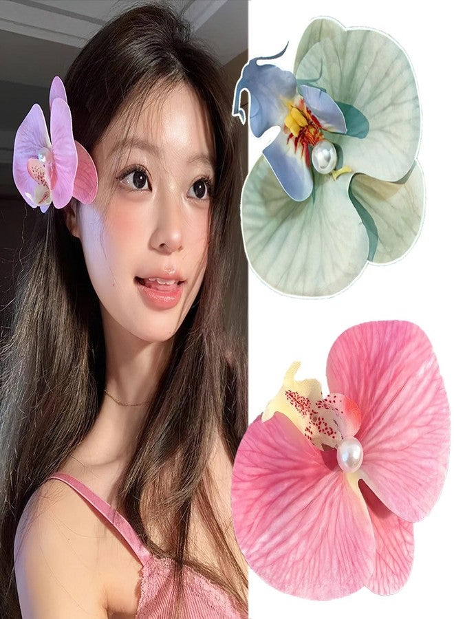 AUOCATTAIL Women's Chiffon Orchid Flower Hair Clips - Butterfly Alligator Claw Clips for Bridal Wedding, Beach Party Accessory and Decor - Image 1
