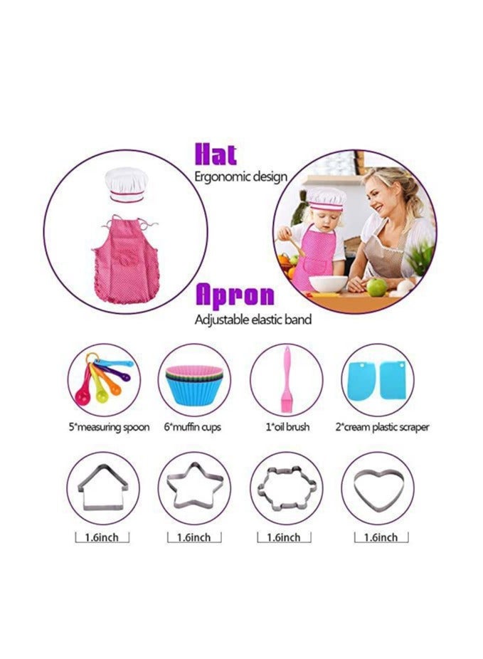Polka Dot Kids Kitchen Cooking Play With Apron And Chef Hat Set  - Image 2