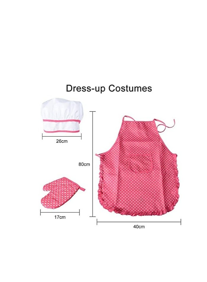 Polka Dot Kids Kitchen Cooking Play With Apron And Chef Hat Set  - Image 5