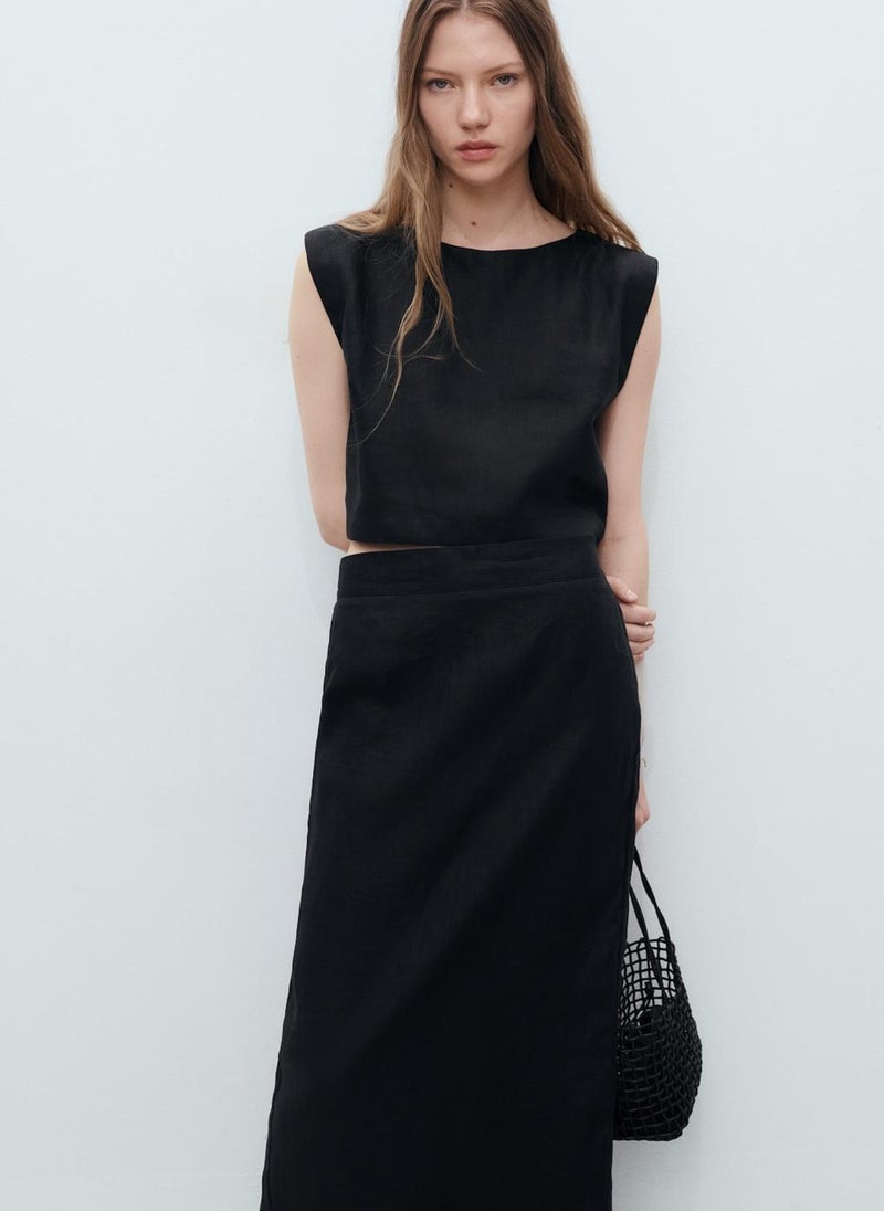 MANGO Linen Crop Top  - Image 1