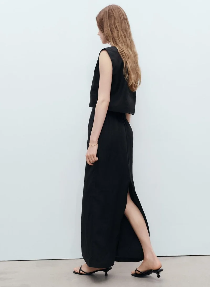 MANGO Linen Crop Top