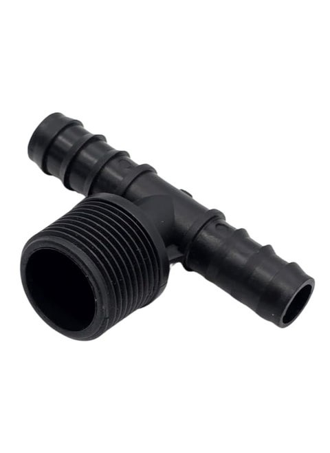 Irrigation Male Tee 13mm to 3/4 Inch Threaded, Black, Pack of 10, Durable Drip Irrigation Fittings for Garden, Greenhouse, and Landscaping