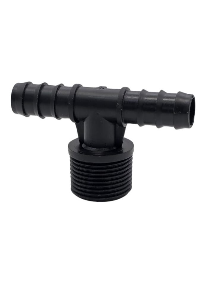 Generic - Irrigation Male Tee 13mm to 3/4 Inch Threaded, Black, Pack of 10, Durable Drip Irrigation Fittings for Garden, Greenhouse, and Landscaping - Image 1