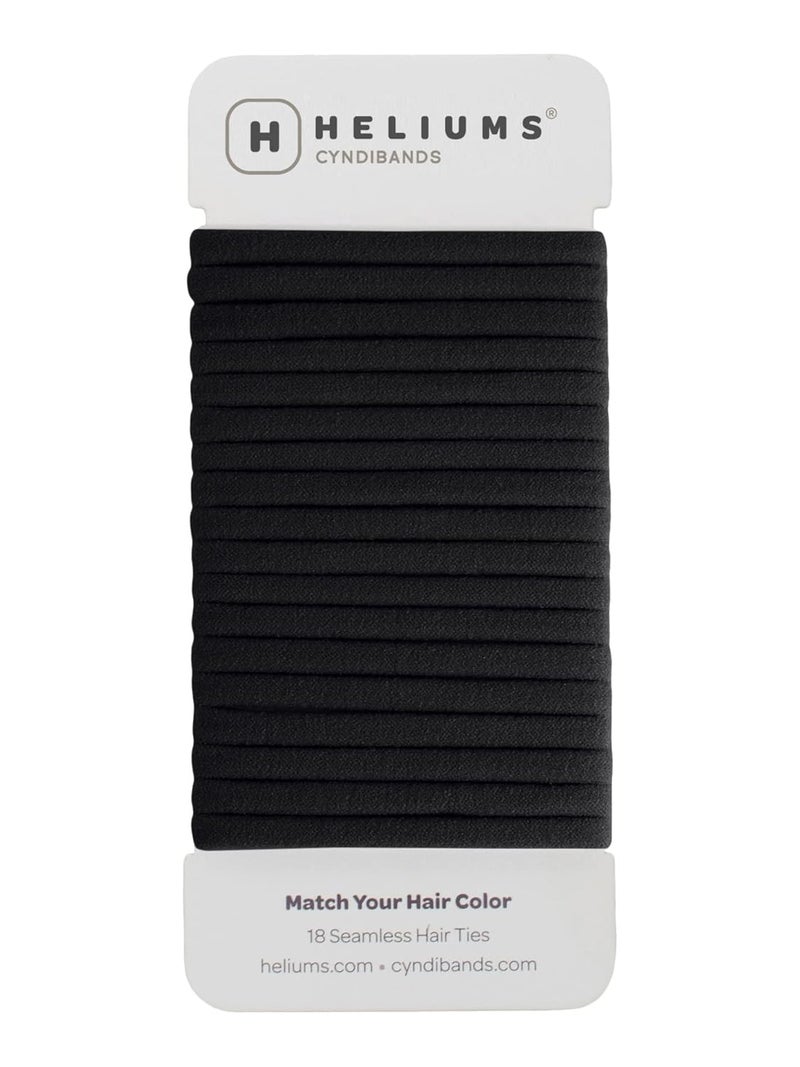 Heliums Thin Seamless Hair Ties  Black  6mm Nylon No Damage Ponytail Holders 175 Inch Medium Hold for Thin to Normal Hair  18 Pack