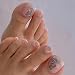 MABKJLF Square Fake Toenails Glossy White French Tip Press on Toenails Solid Short Acrylic False Toes Nails with Butterfly Designs Cute Artificial Beach Full Cover Toenail for Women and Girls 24 Pcs - Image 2