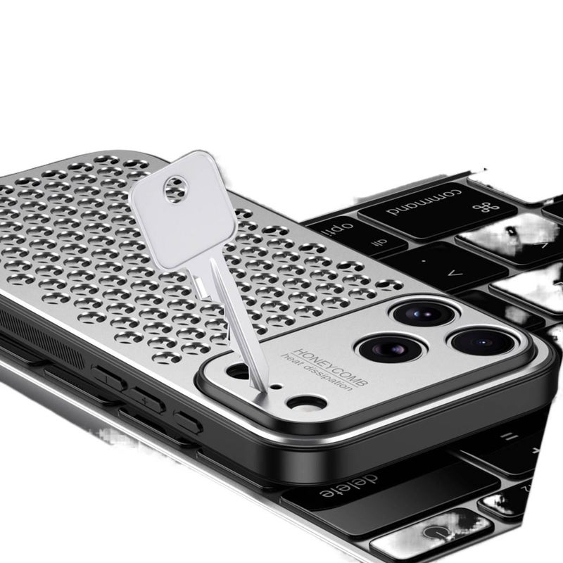 غطاء واقي بMetal لـ iPhone 16 / 16 Plus / 16 Pro / 16 Pro Max مع مقاوم للصدمات وحماية من السقوط مع مقاوم للصدمات مع تغطية كاملة مع تبديد الحرارة باللون Gold باللون الذهبي - Image 5